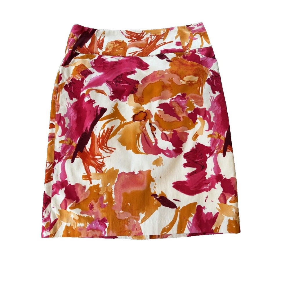 Calvin Klein Skirt Size 4 Straight Pencil Hot Pinks Orange Pockets Lined Stretch